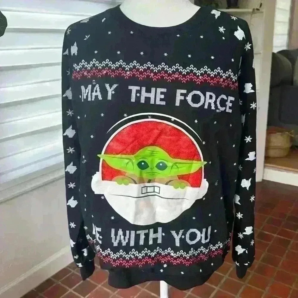Star Wars Baby Yoda May The Force Be With You Holiday Sweatshirt Large